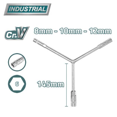 Ключ торцевой Y-образный 8-10-12 мм TOTAL THYSW081012
