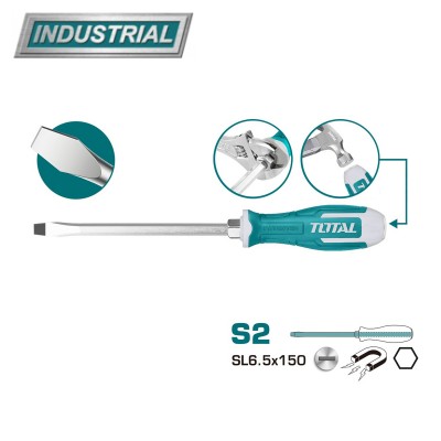 Отвертка шлицевая SL6,5 150 мм ударная TOTAL THGS61506