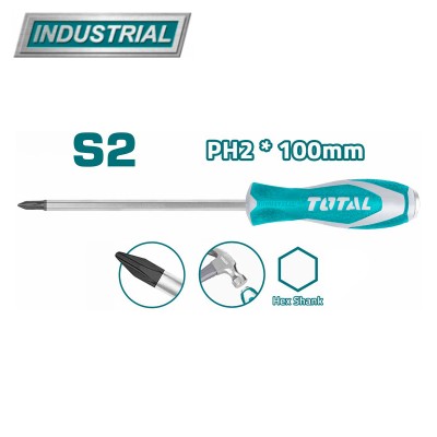 Отвертка крестовая PH2 100 мм ударная TOTAL THTGTSPH2100