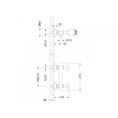 Смеситель для душа (Lt) вентильный LM0103C Lemark